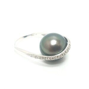 jewelry K18WG D0.22ct Black Pearl 0.5"" Rings accessories small items Ring